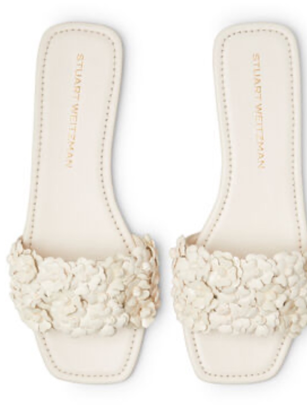 Stuart Weitzman Seashell Floral-Appliqué Slide Sandal - Seashell